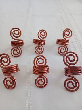 Set of 6 Spiral Copper Napkin Rings